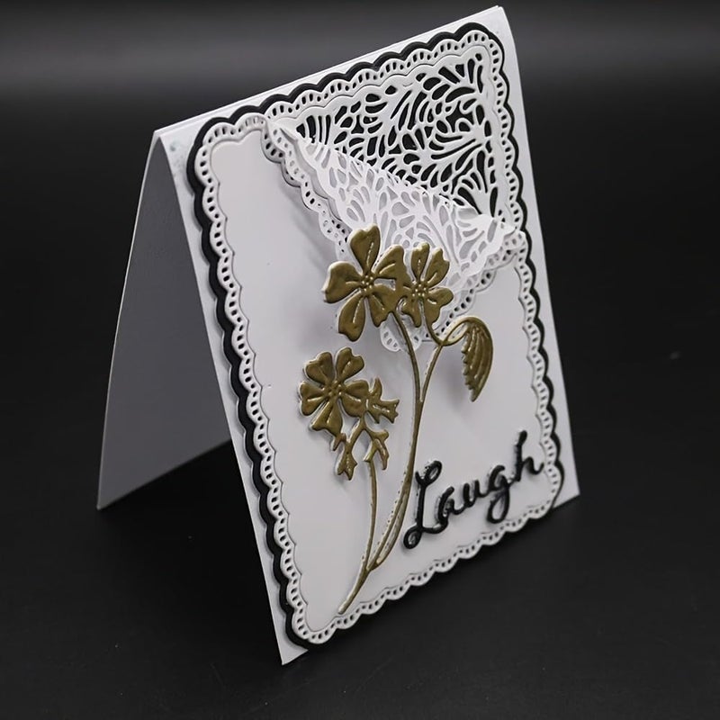 Lapoo 3D Backgrounds Frame Metal Cutting Die for Scrapbooking, New Cutting Dies DIY Album Card Making Decor Paper Craft Metal Die Cuts Party Wedding Decorations (Daisy Lace Frame 5.5 x 3.5 in) - Image 1
